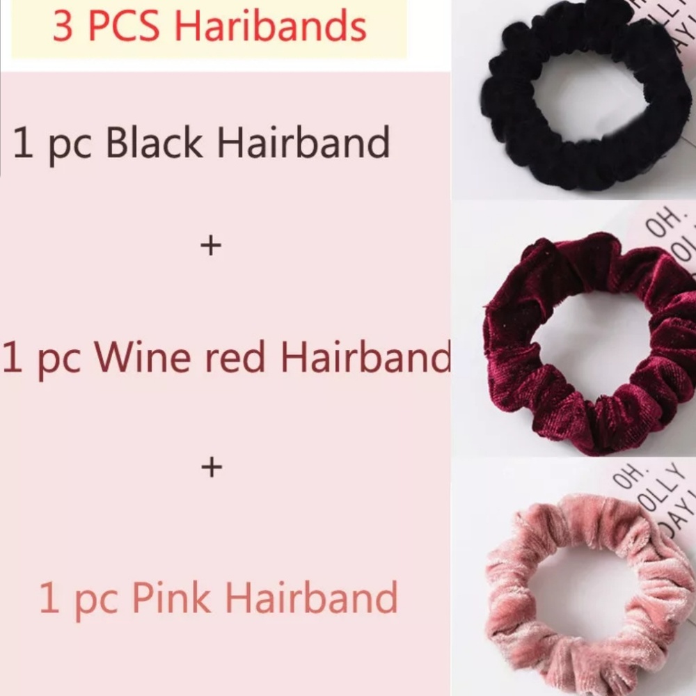 Set of 3 Velvet Scrunchies w/ Removable Bow Ears - Picture 2 of 5